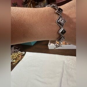 Vintage Sterling Silver 925 Black Onyx Link Bracelet – Artisan